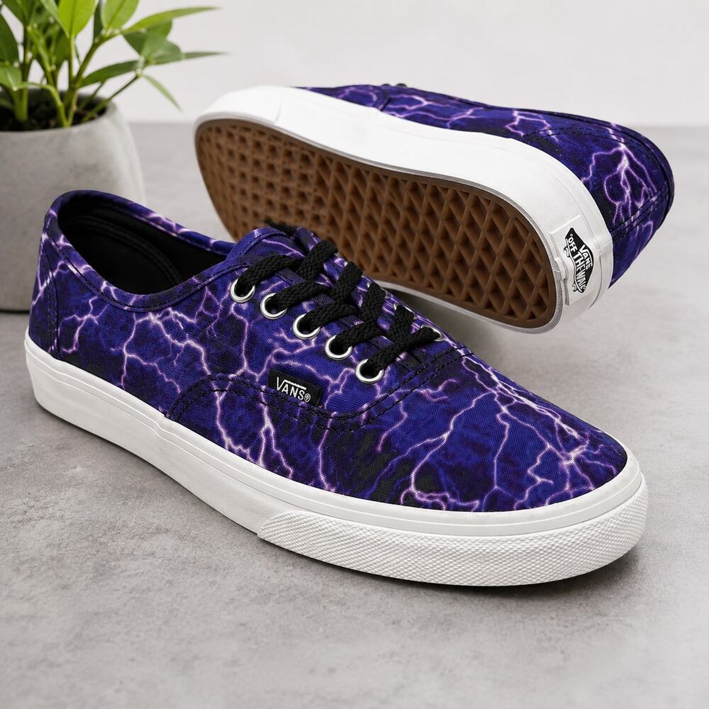Vans Authentic Lo Pro "Digi Lightning" Purple Black Men's 6 Women's 7.5
